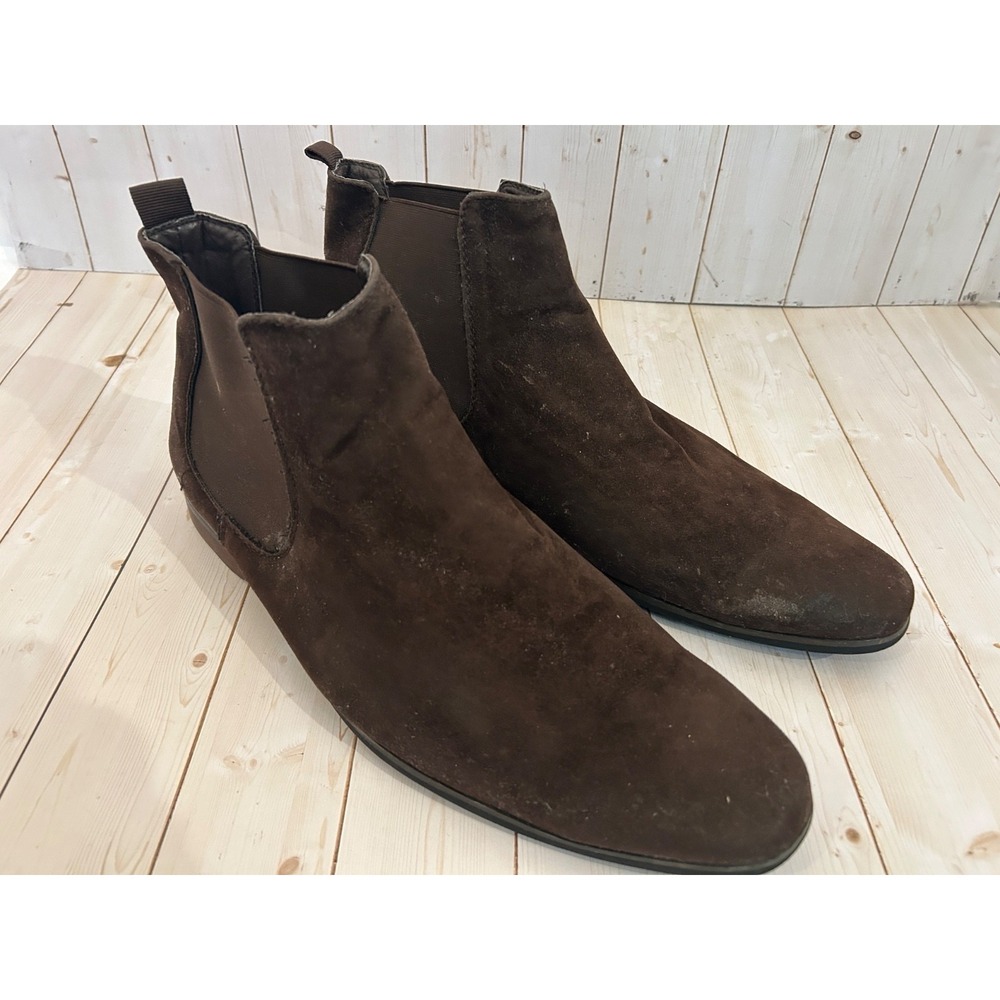 New Look Nubuck Ankle Half Boots Booties Suede Leather Solid Brown US 11 EU 46